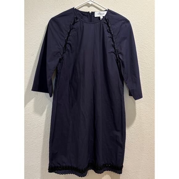 Derek Lam 10 Crosby Midnight Blue Long Bell Sleeve Mini Dress Size 8 - Picture 1 of 5